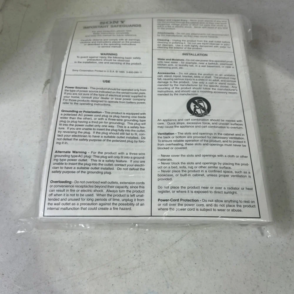 Sony RM-Y139 Satellite Receiver Remote Control Manual and Cable Accessory Kit